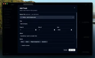 Adding a track to a project in Clar